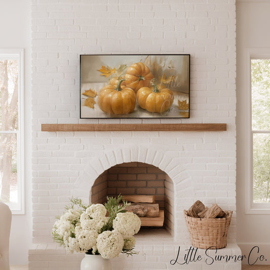 Three Pumpkins Frame TV Art displayed on a TV