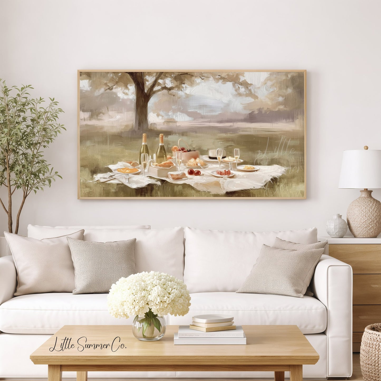 Lakeside Picnic Frame TV Art displayed on a TV