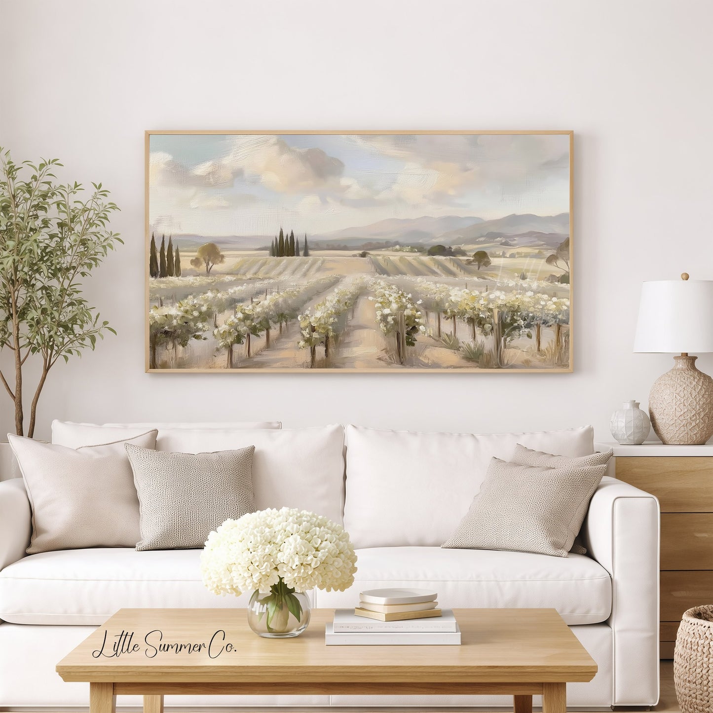 Vineyard Rows Frame TV Art displayed on a TV