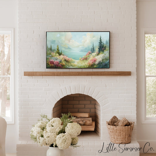 Misty Lake Frame TV Art displayed on a TV