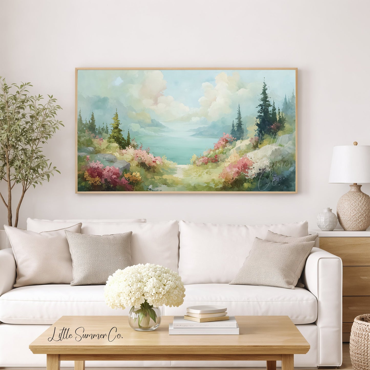 Misty Lake Frame TV Art displayed on a TV
