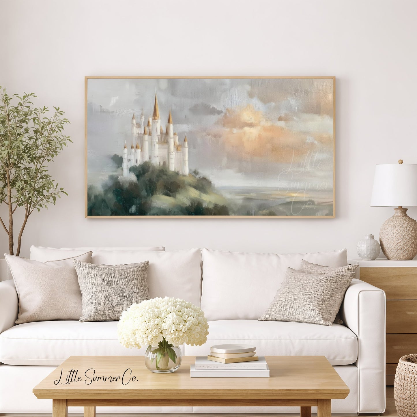 Hilltop Castle Frame TV Art displayed on a TV