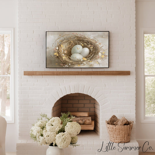 Bird Nest Eggs Frame TV Art displayed on a TV