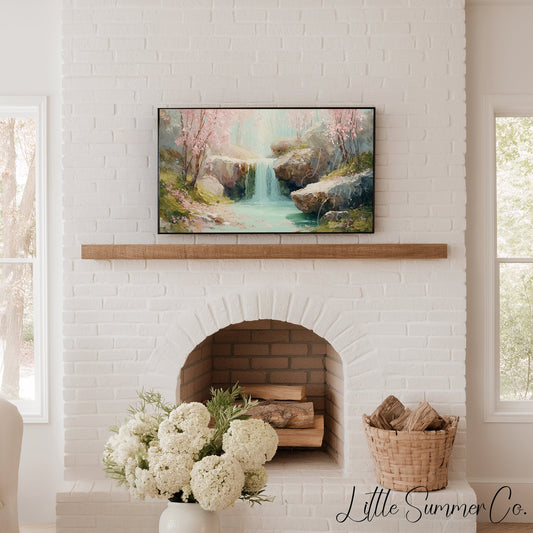 Cherry Waterfall Frame TV Art displayed on a TV