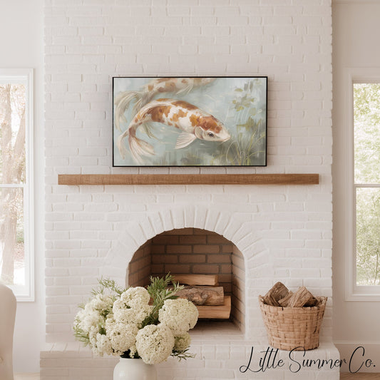 Koi Fish Frame TV Art displayed on a TV