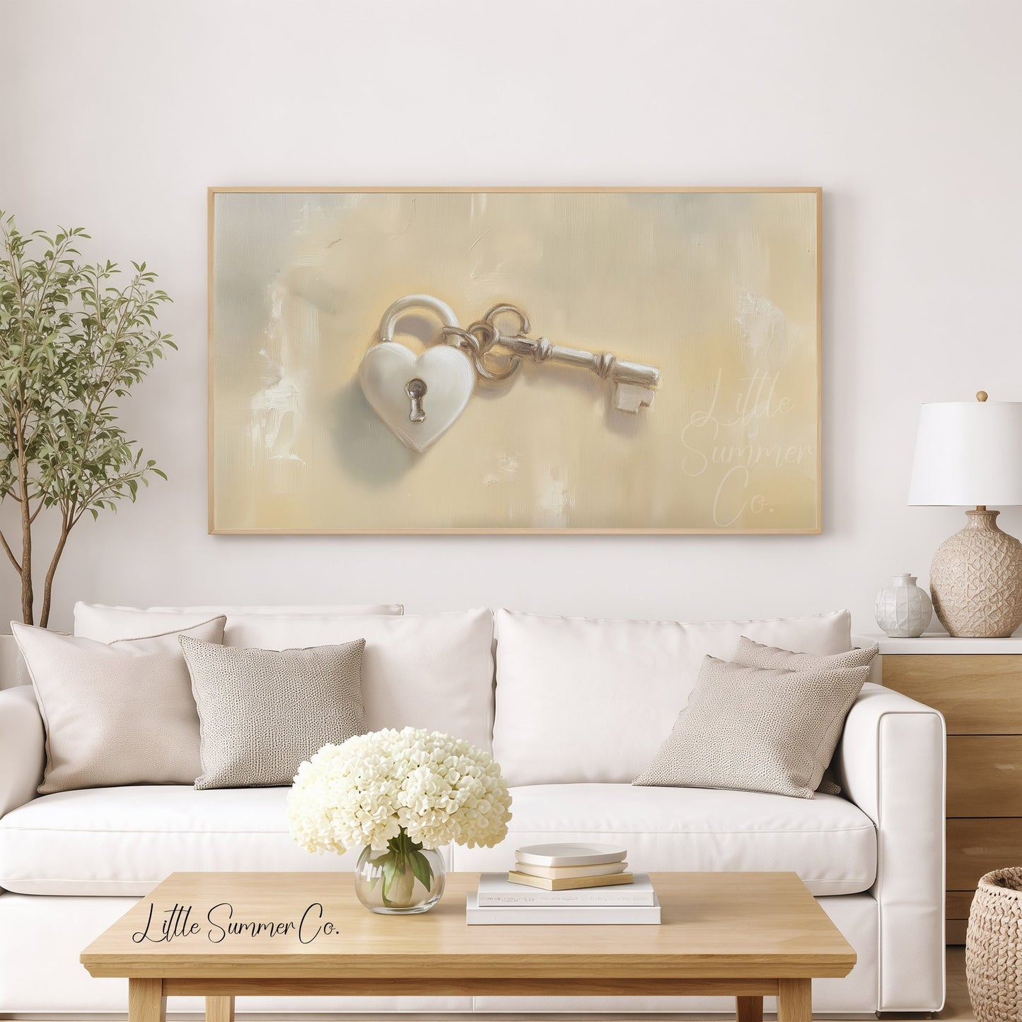 Heart Lock Key Frame TV Art displayed on a TV