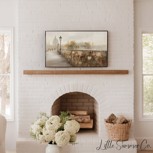 Love Lock Bridge Frame TV Art displayed on a TV