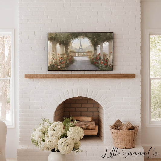 Eiffel Tower Rose Terrace Frame TV Art displayed on a TV