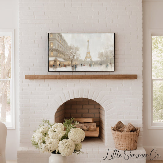 Eiffel Tower Winter Street Frame TV Art displayed on a TV