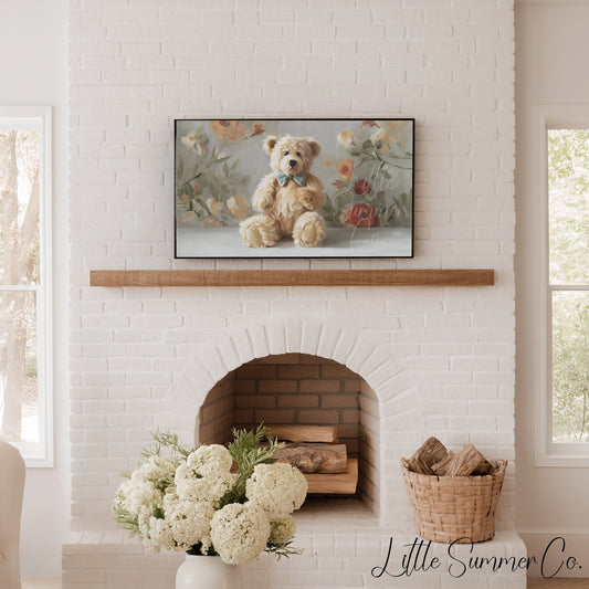 Teddy Bear with Bow Tie Frame TV Art displayed on a TV