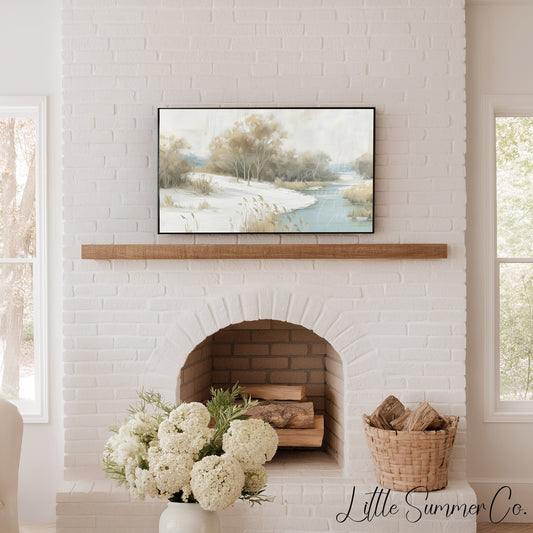 Snowy River Trees Frame TV Art displayed on a TV