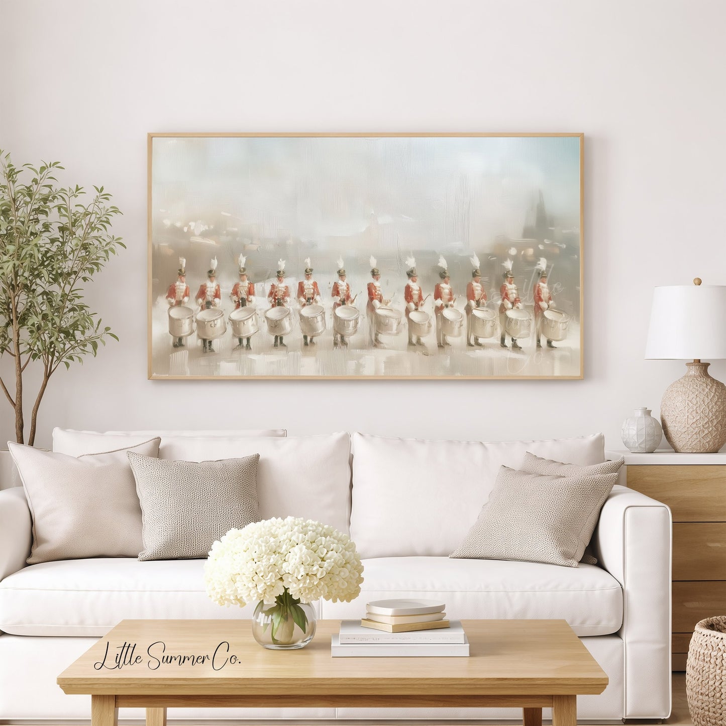 Twelve Drummers Drumming Frame TV Art displayed on a TV