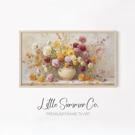 Summer Garden Blooms Frame TV Art Bundle displayed on a TV