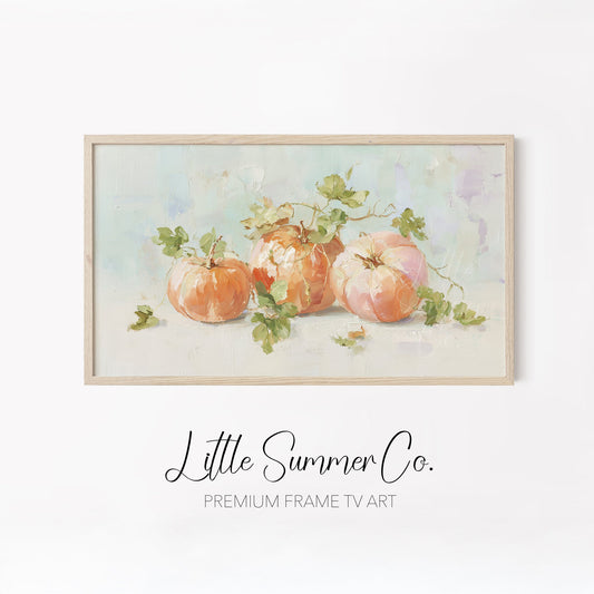 Pastel Pumpkins Frame TV Art Bundle displayed on a TV