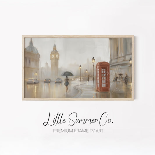 Rainy European Cities Frame TV Art Bundle displayed on a TV