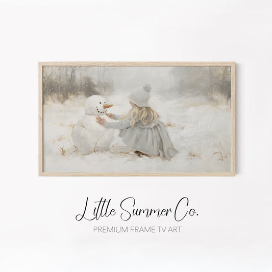 Snowy Playtime Moments Frame TV Art Bundle displayed on a TV