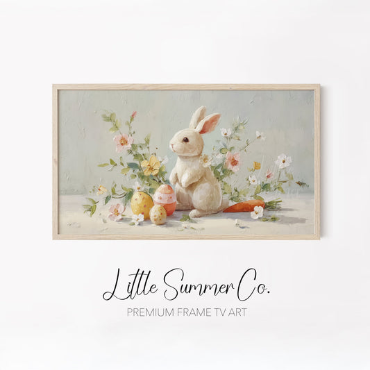Chicks And Bunny Friends Frame TV Art Bundle displayed on a TV