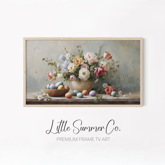 Bakery Blooms And Eggs Frame TV Art Bundle displayed on a TV