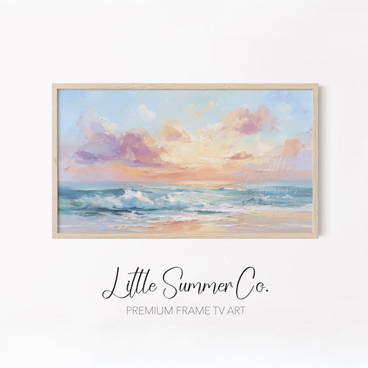 Coastal Waves Frame TV Art Bundle displayed on a TV