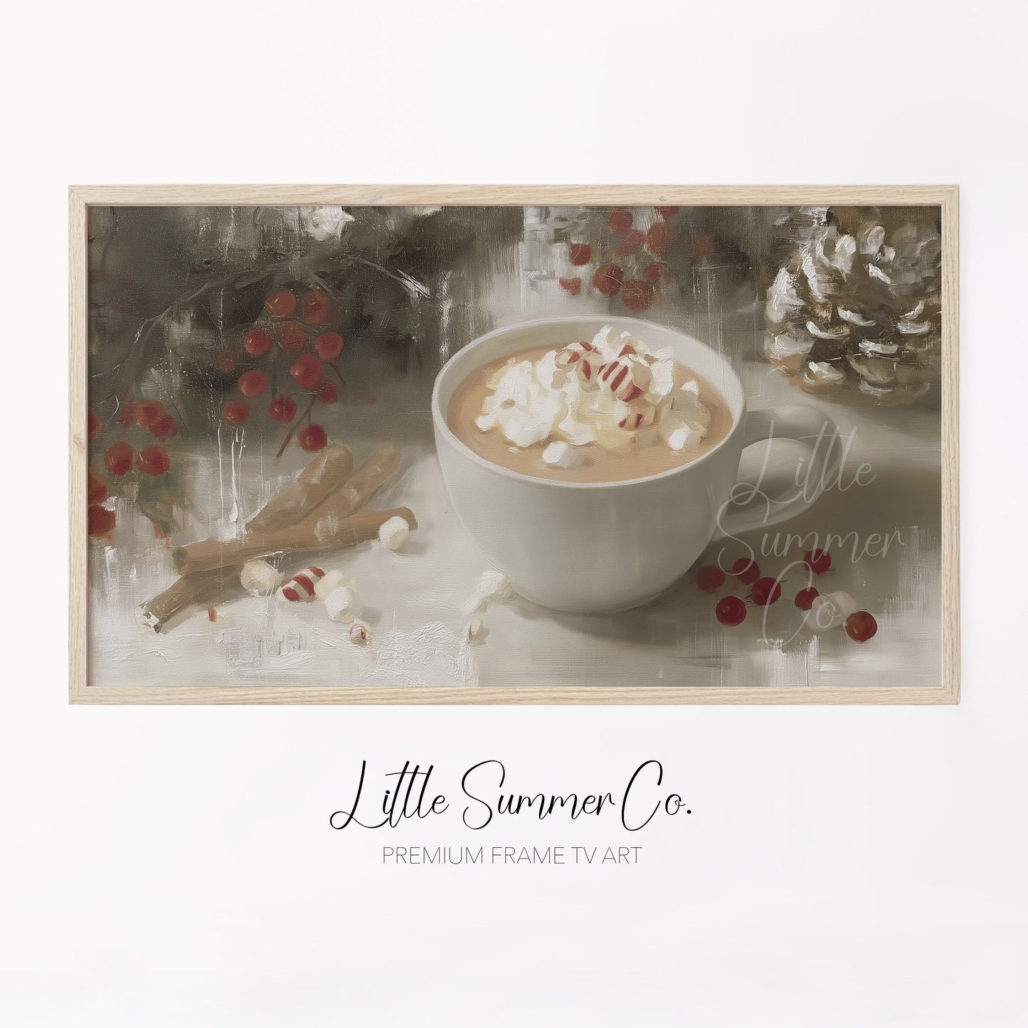 Peppermint Cocoa Cup Frame TV Art displayed on a TV