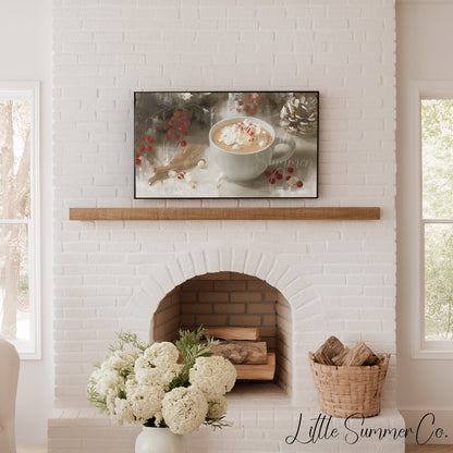 Peppermint Cocoa Cup Frame TV Art displayed on a TV