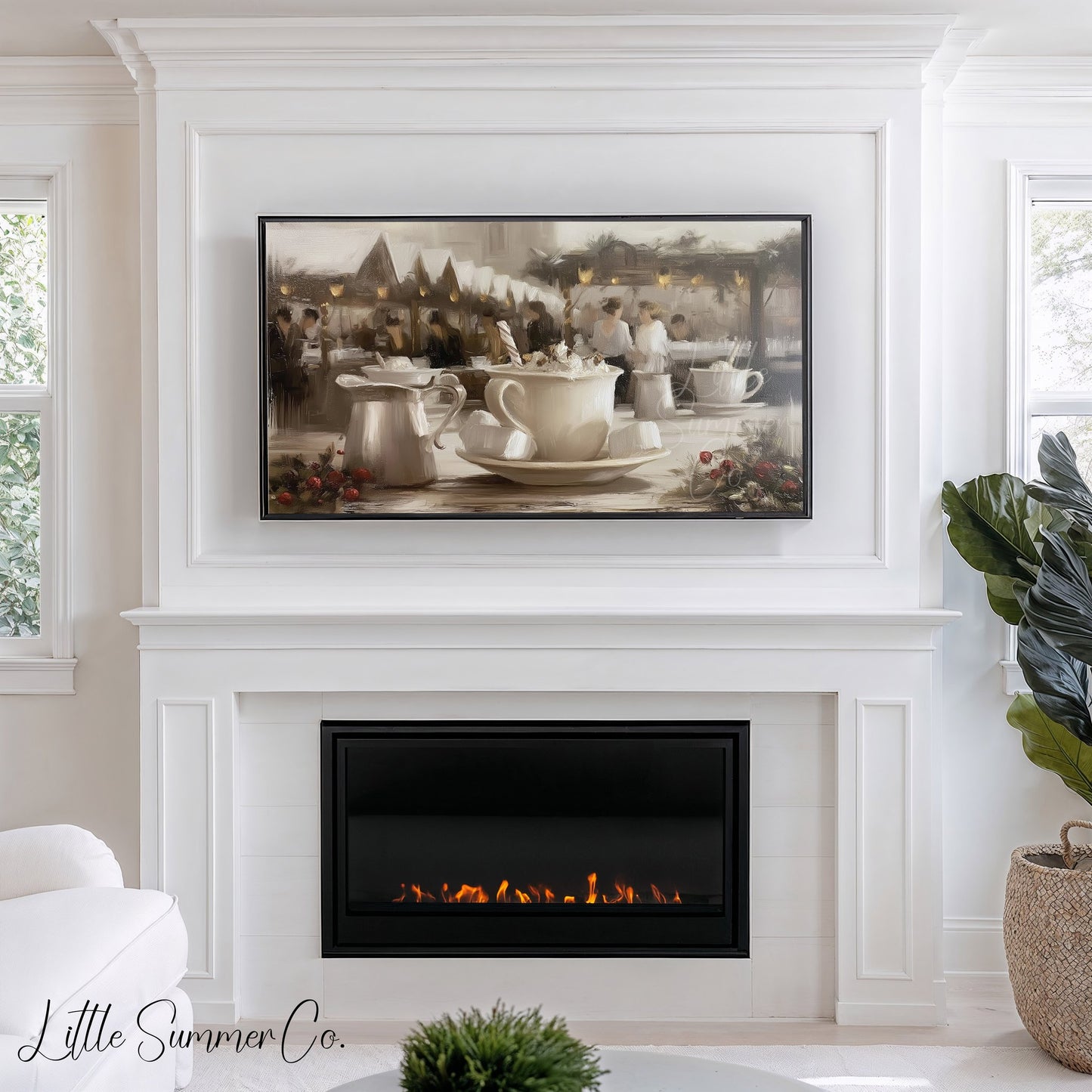 Christmas Market Cocoa Frame TV Art displayed on a TV
