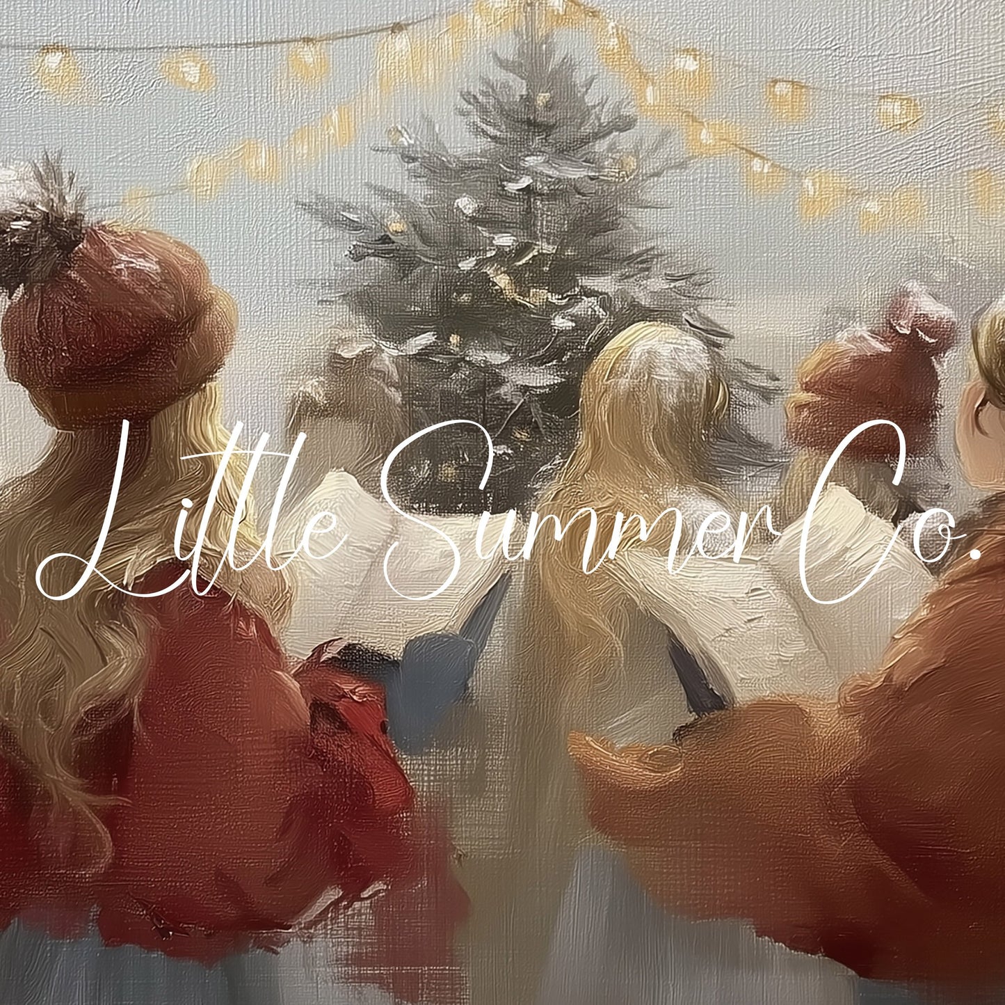 Christmas Carolers Tree Frame TV Art displayed on a TV