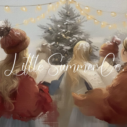 Christmas Carolers Tree Frame TV Art displayed on a TV