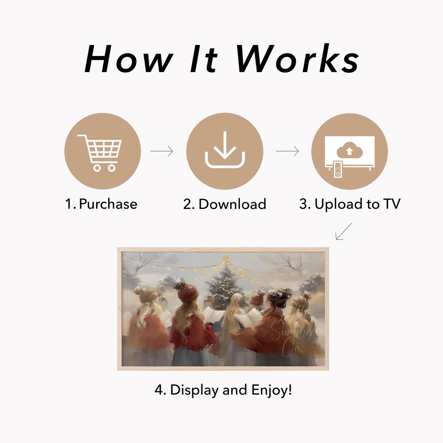 Christmas Carolers Tree Frame TV Art displayed on a TV