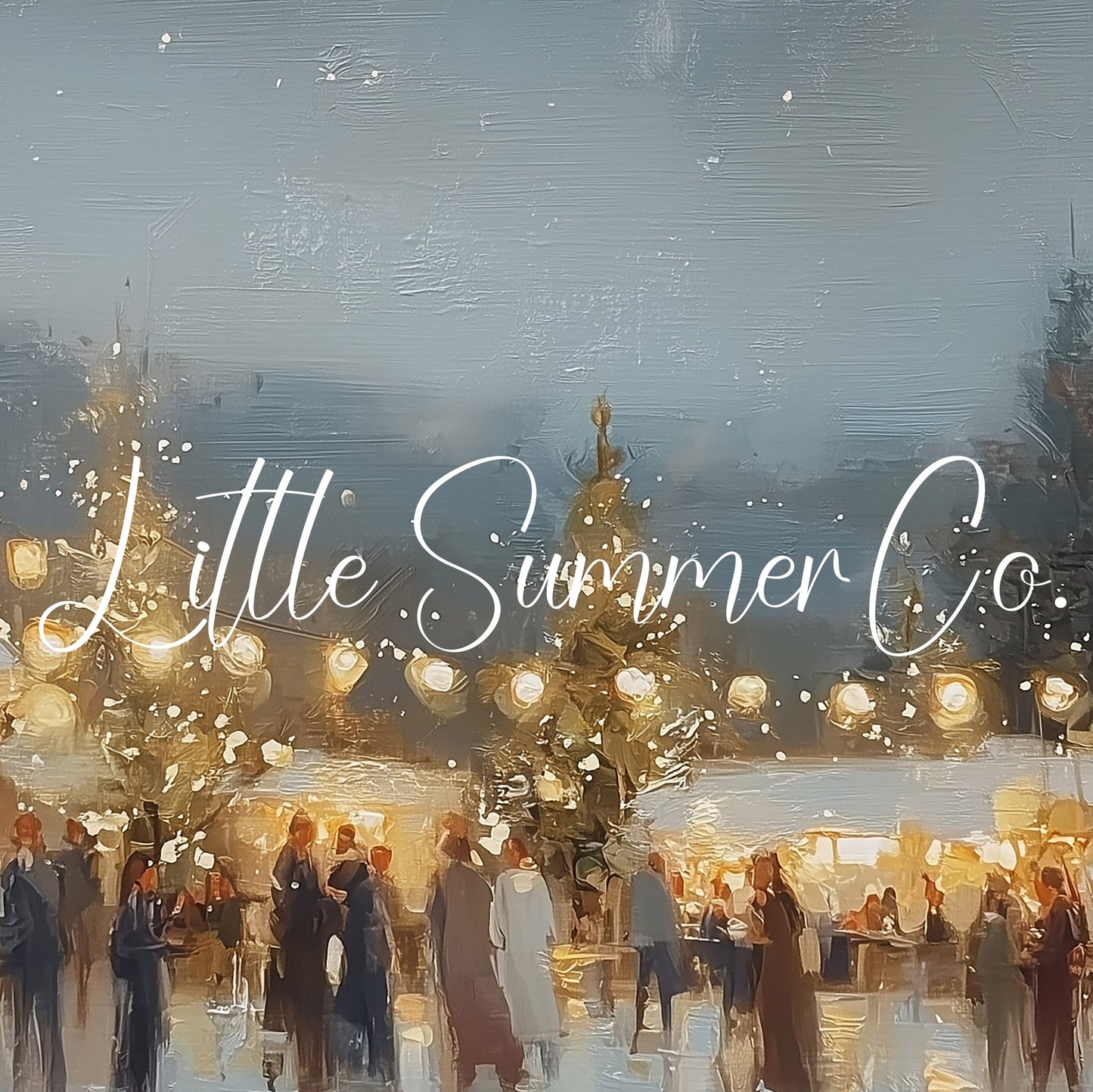 Glowing Winter Market Evening Frame TV Art displayed on a TV