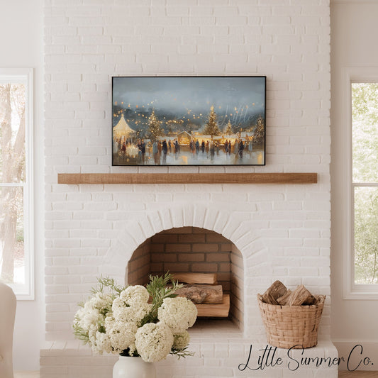 Golden String Lights Market Frame TV Art displayed on a TV