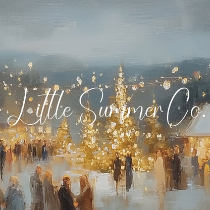 Christmas Market Village Frame TV Art displayed on a TV