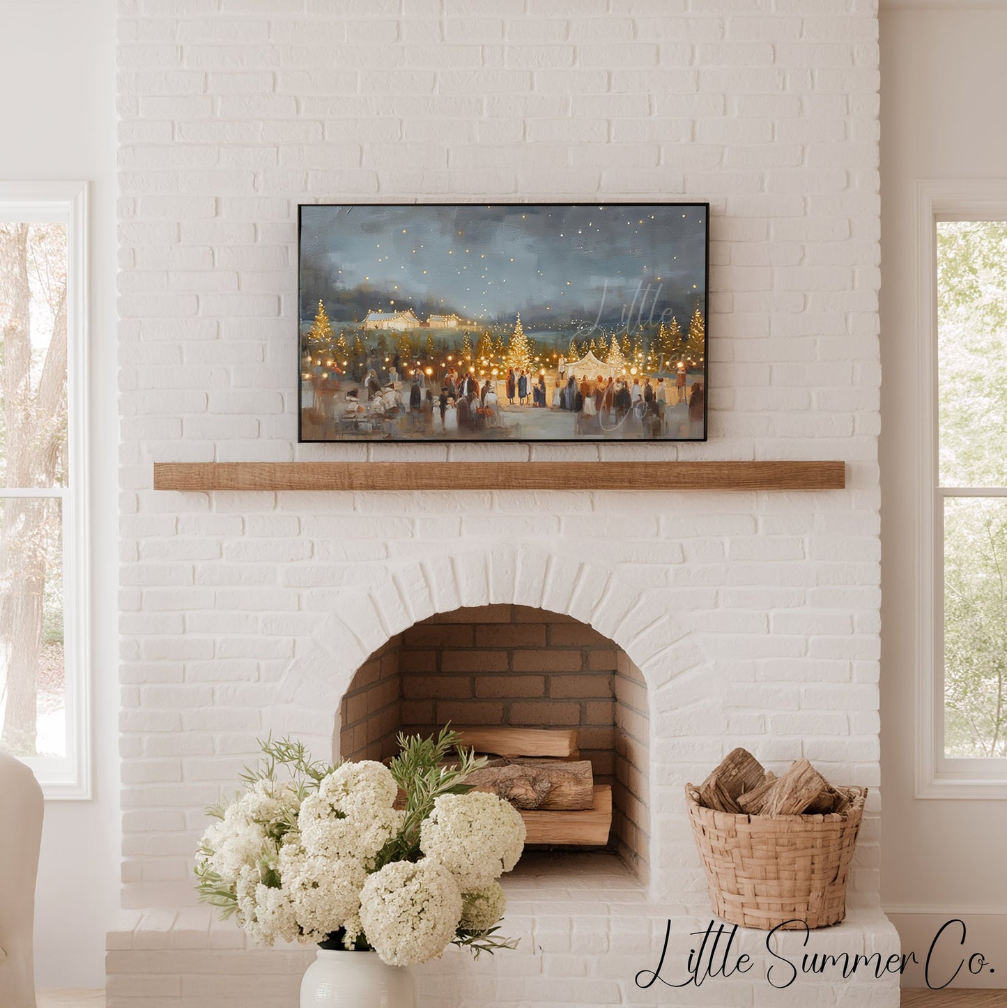 Christmas Tree Gathering Frame TV Art displayed on a TV