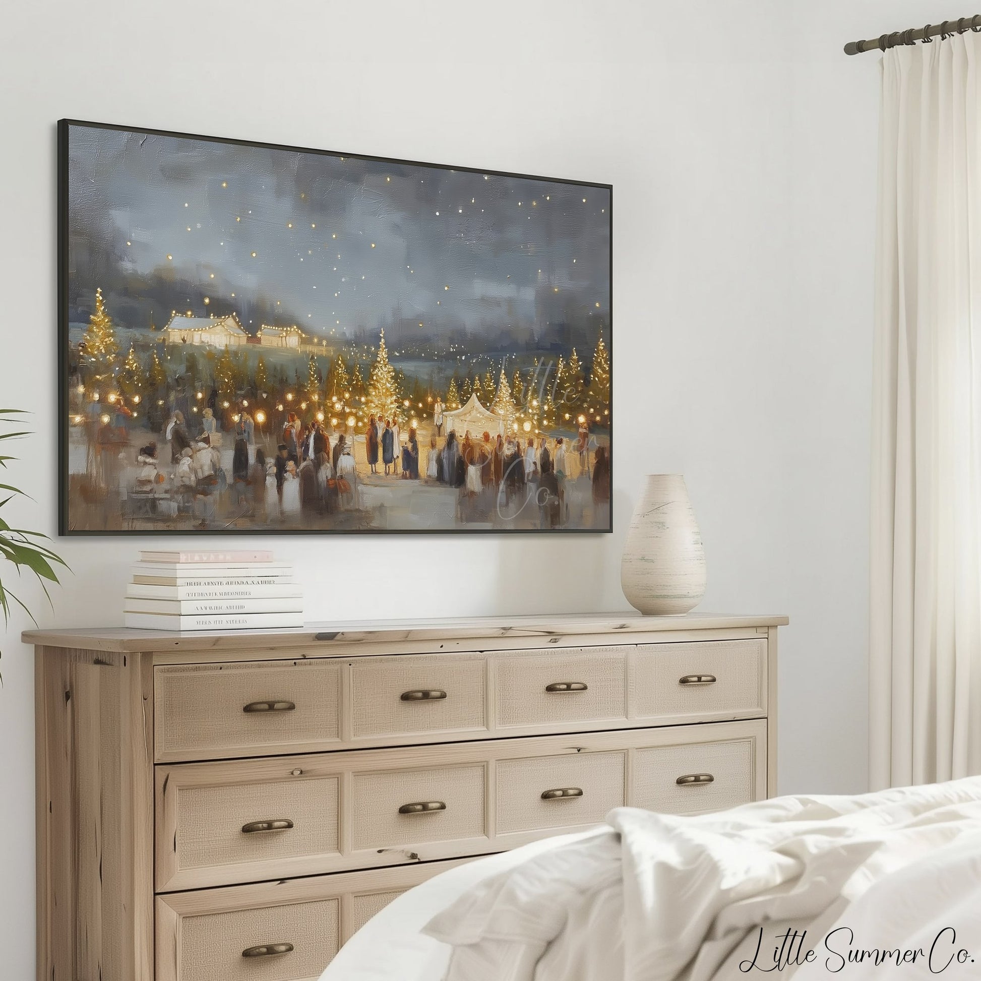 Christmas Tree Gathering Frame TV Art displayed on a TV