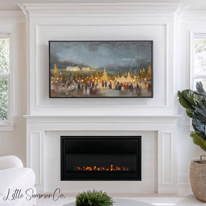 Christmas Tree Gathering Frame TV Art displayed on a TV