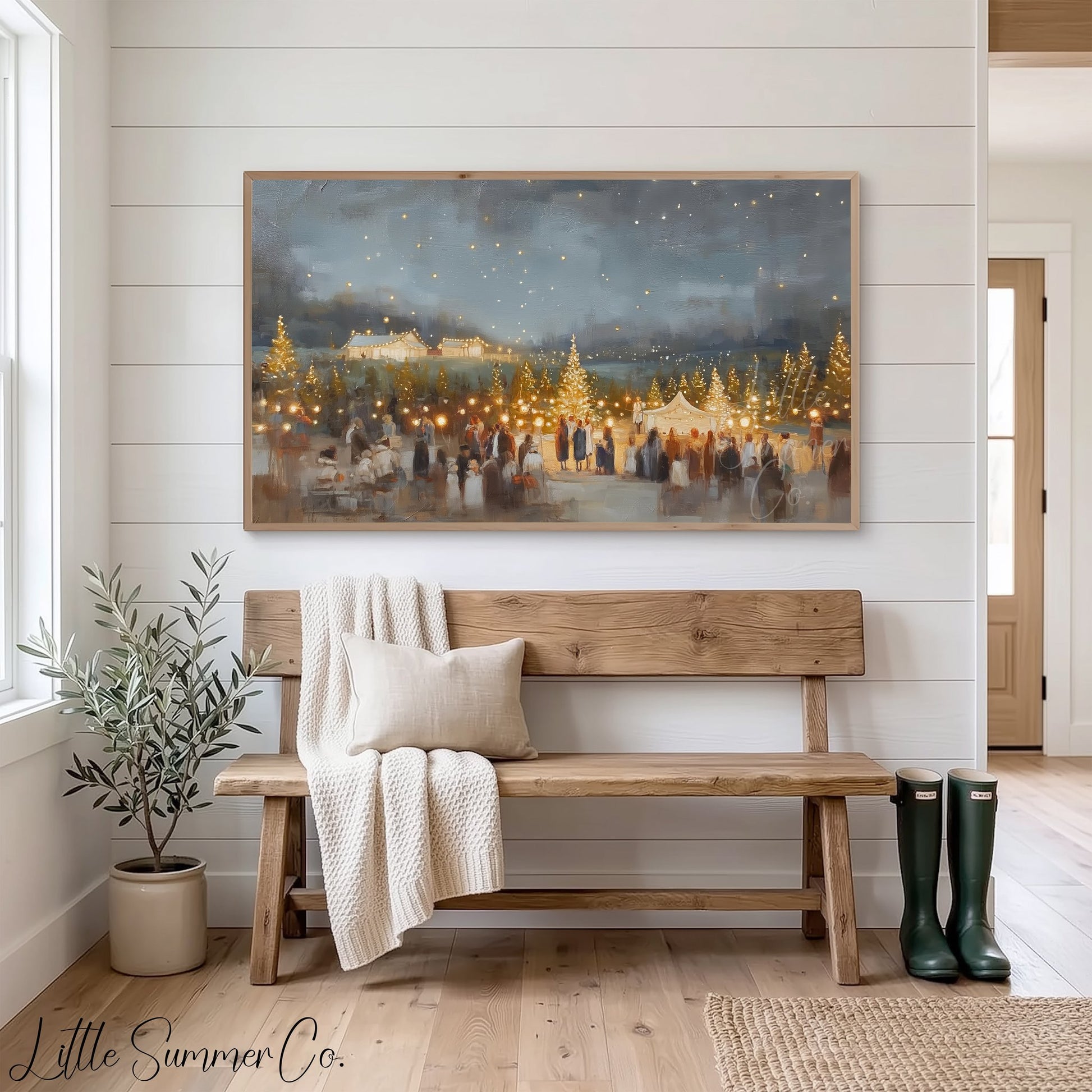 Christmas Tree Gathering Frame TV Art displayed on a TV