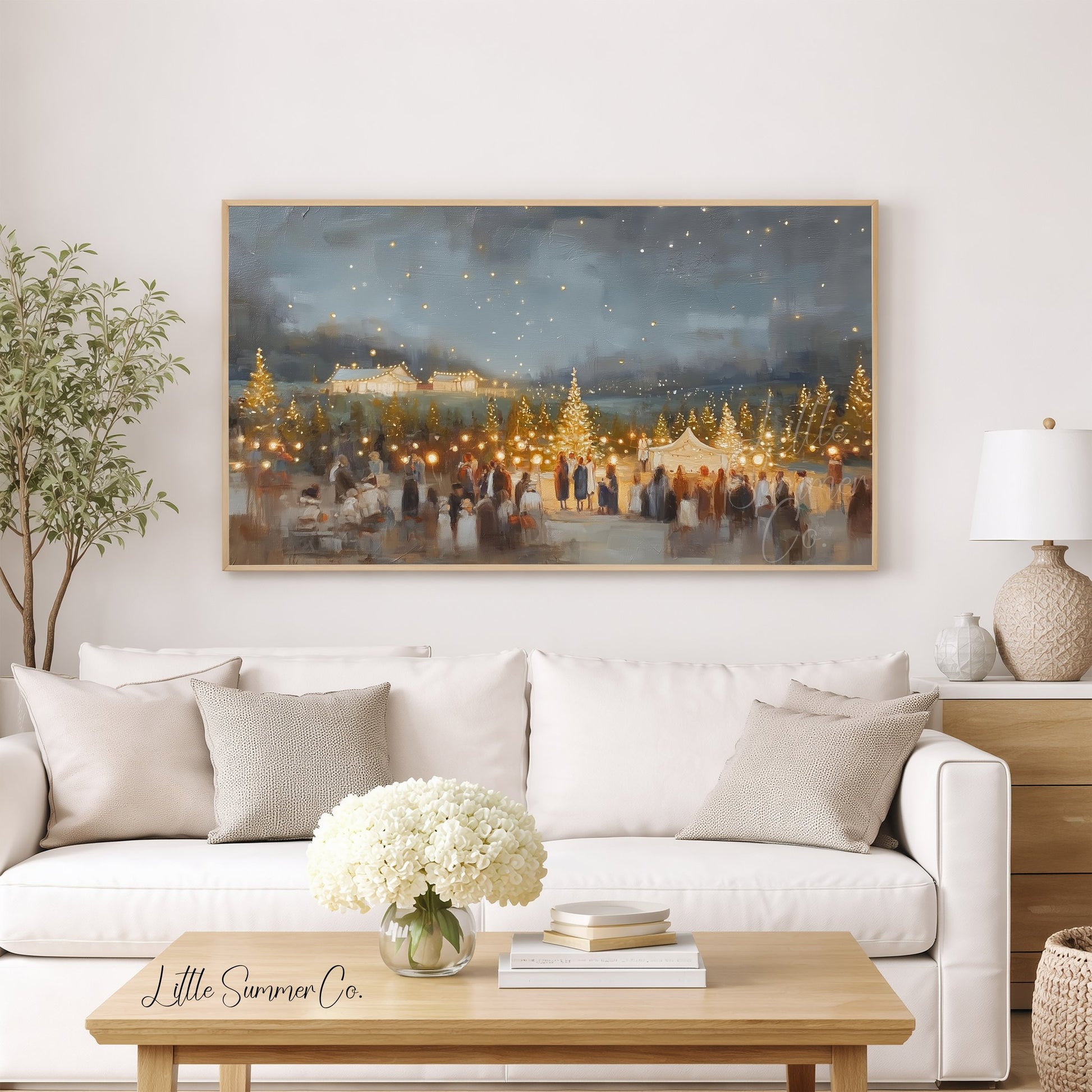 Christmas Tree Gathering Frame TV Art displayed on a TV
