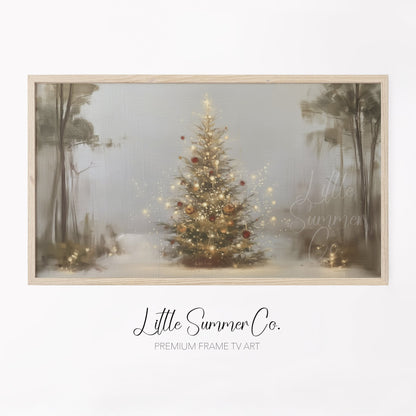 Decorated Christmas Tree Frame TV Art displayed on a TV