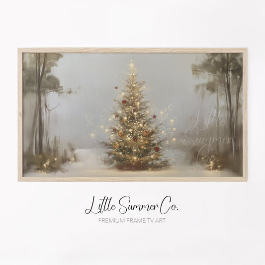 Decorated Christmas Tree Frame TV Art displayed on a TV