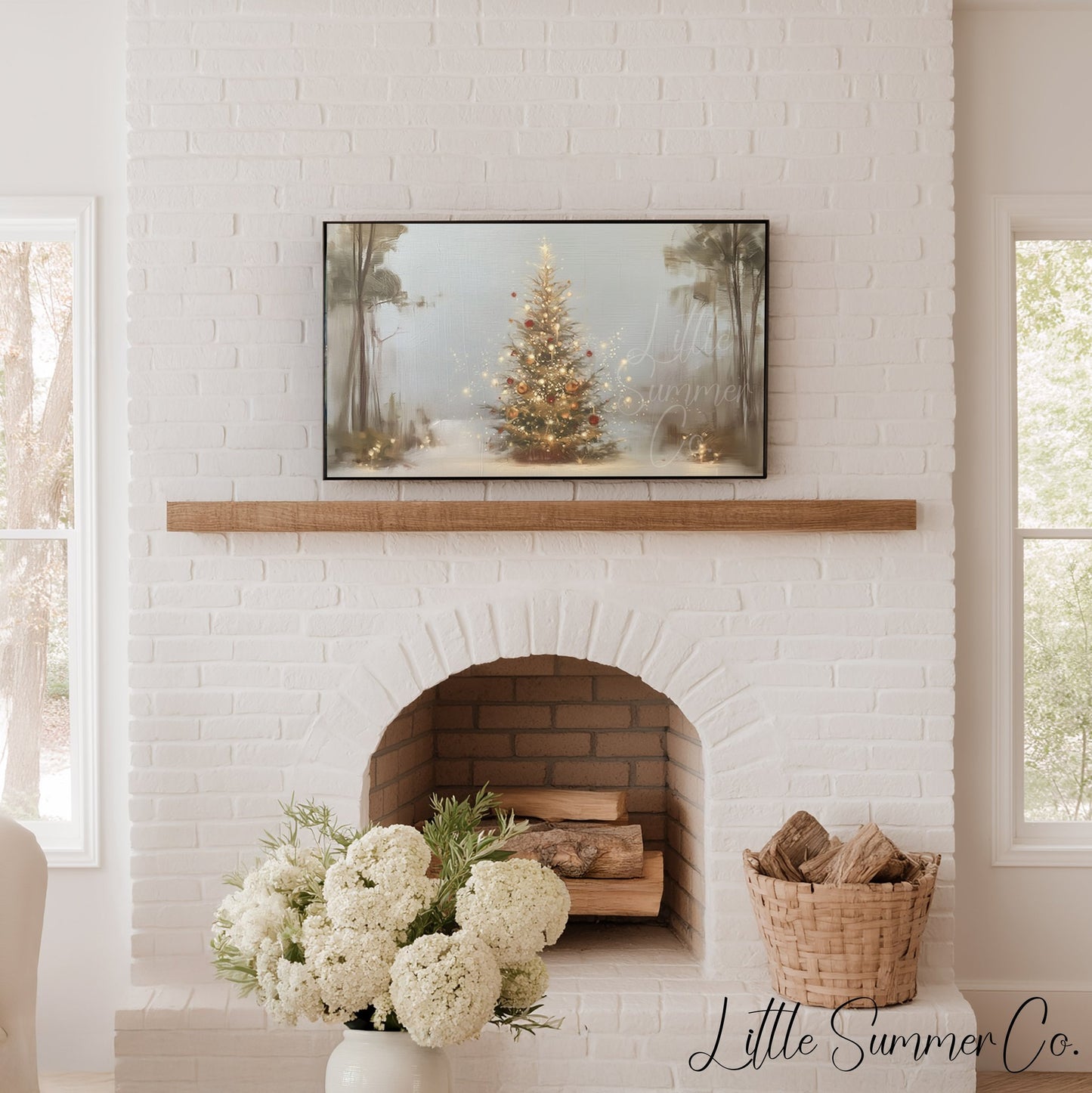 Decorated Christmas Tree Frame TV Art displayed on a TV
