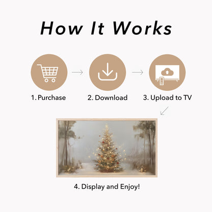 Decorated Christmas Tree Frame TV Art displayed on a TV