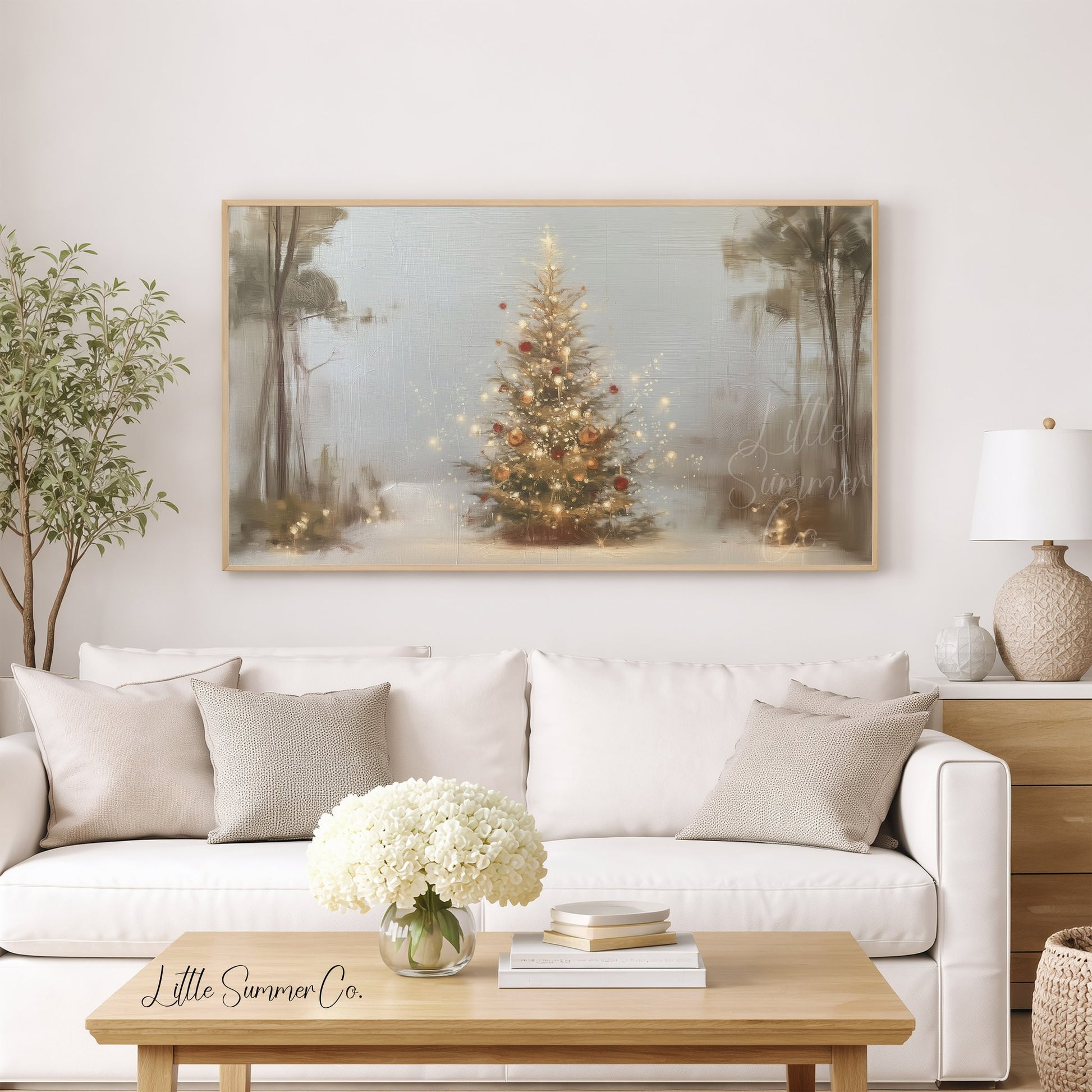Decorated Christmas Tree Frame TV Art displayed on a TV