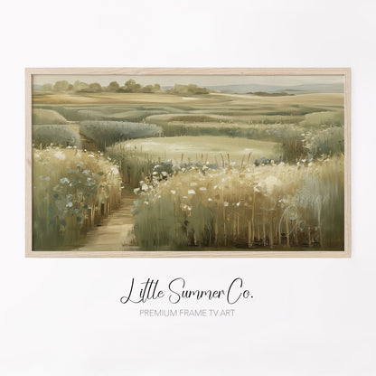 Meadow Pond Path Frame TV Art displayed on a TV