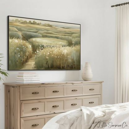 Meadow Pond Path Frame TV Art displayed on a TV