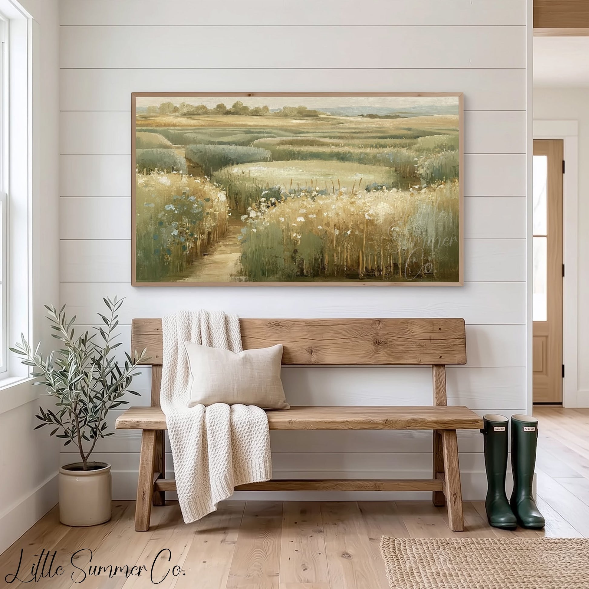 Meadow Pond Path Frame TV Art displayed on a TV