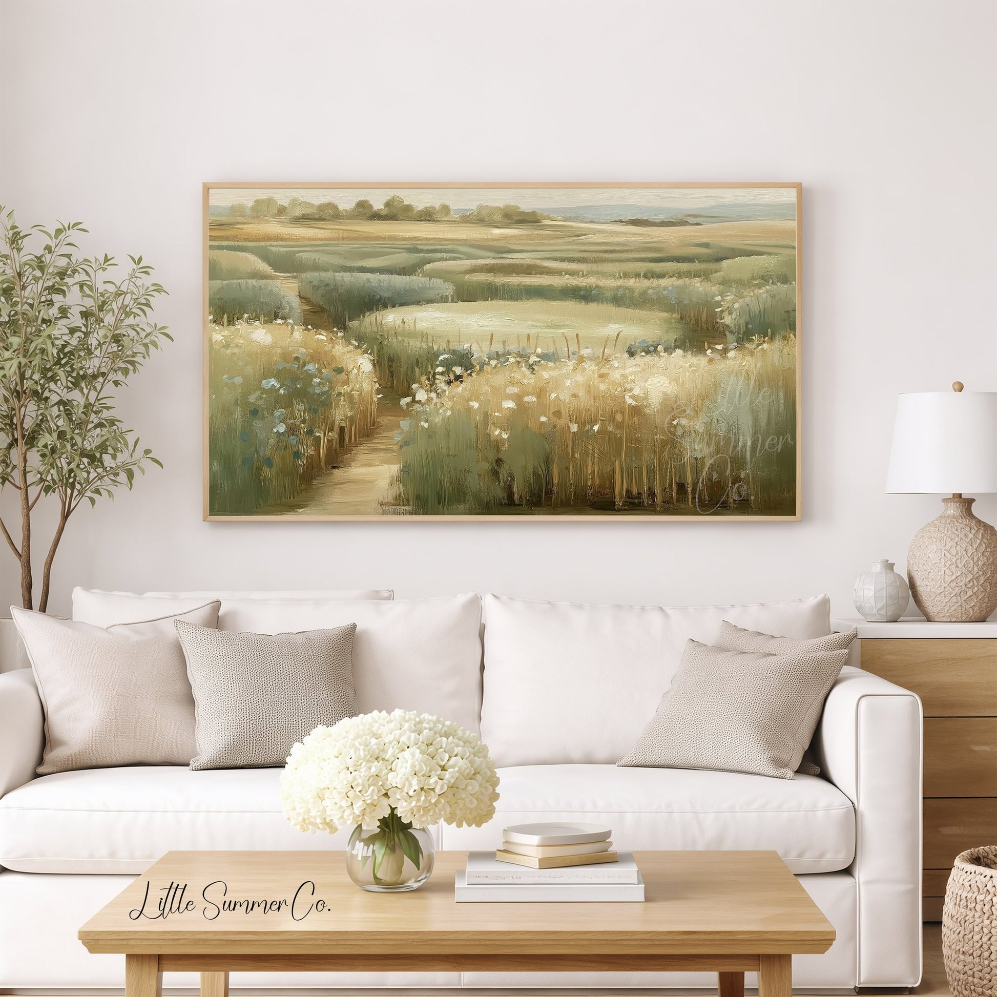 Meadow Pond Path Frame TV Art displayed on a TV