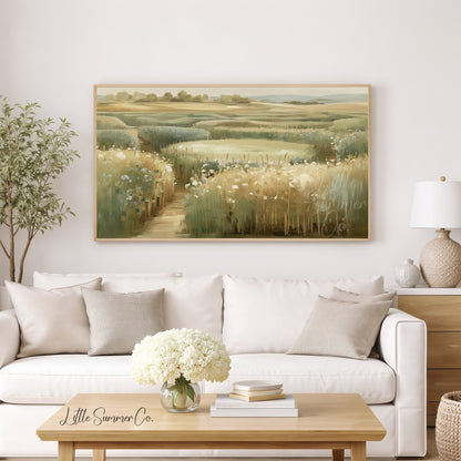 Meadow Pond Path Frame TV Art displayed on a TV