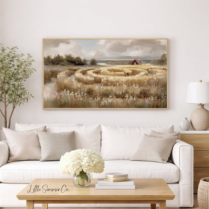 Field Maze Barn Frame TV Art displayed on a TV