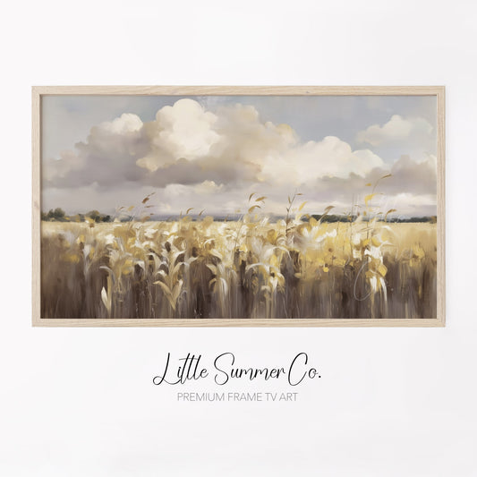 Golden Wheat Field Frame TV Art displayed on a TV