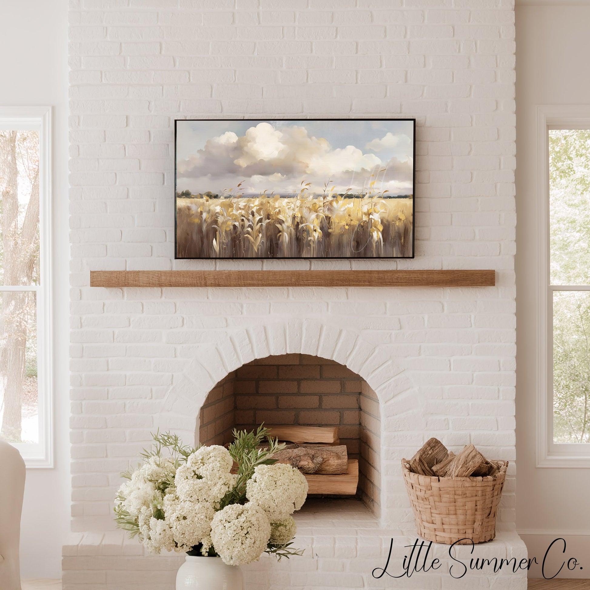 Golden Wheat Field Frame TV Art displayed on a TV